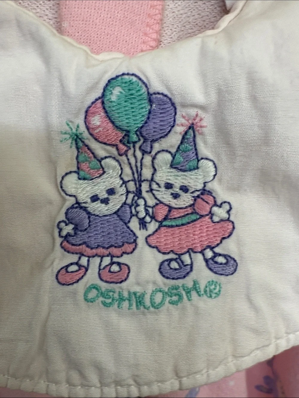 Vintage OshKosh B'gosh Pink Romper with White Peter Pan Collar birthday